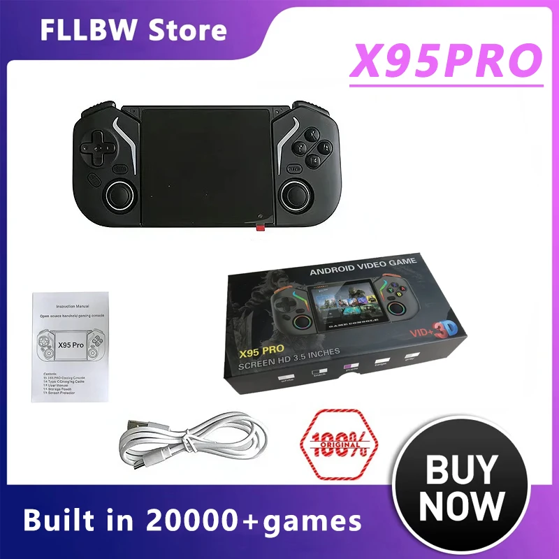 

FLLBW X95 Pro Handheld Game Console 3.5 Inch Android 9.0 Retro Video Game Console WiFi Portable Video Game Player Emulator