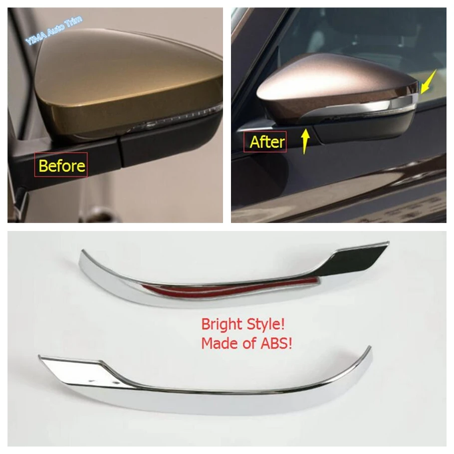 Auto Styling Chrome Rearview Mirror Cover Side Molding Anti-Scratch Strip Trim Kit 2 Pcs For Skoda Karoq 2018 2019 Accessories