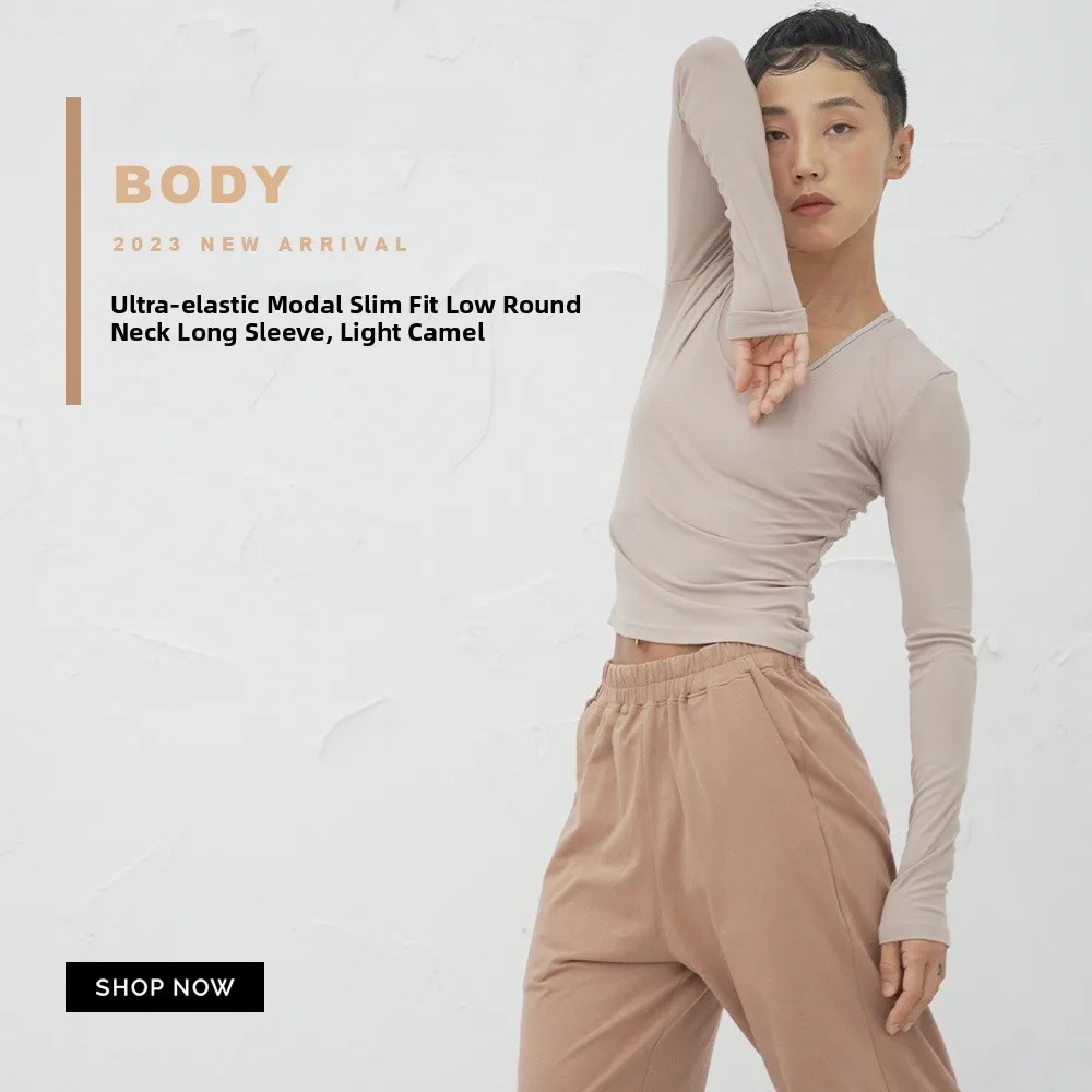 

Life Series Xie Xin Slim Fit Ultra Elastic Low Ne Modal Long Sve Футболка для современной танцевальной практики Base irt Moisture ...