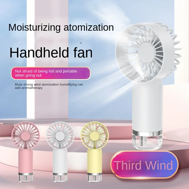 Hand Held spray de umidificação portátil, ventilador de pescoço pendurado, mini ventilador dobrável ao ar livre, presentes de verão, novo, 2022