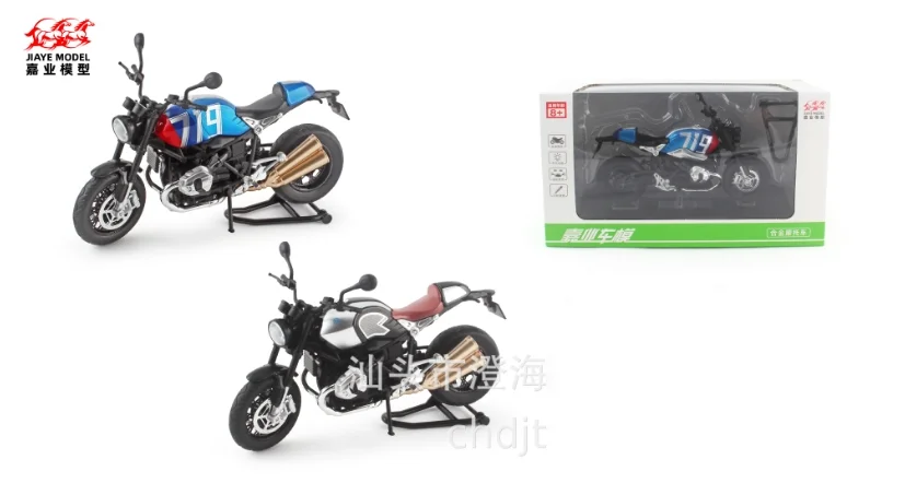 1:12 R Nine T Alloy Motorcycle Scale Model Diecast Simulation Sound＆Light Off Road Autocycle Collection Childrens Toy Vehicles