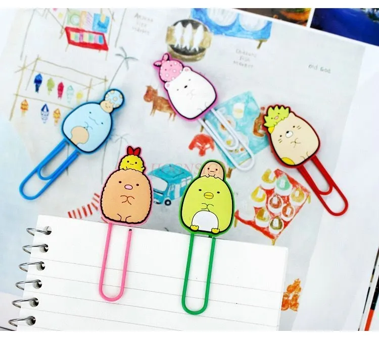 5pcs Cute Corner Biological Paper Clips Student Bookmarks Cartoon Cute Extra Large Paper Clips Office Stationery