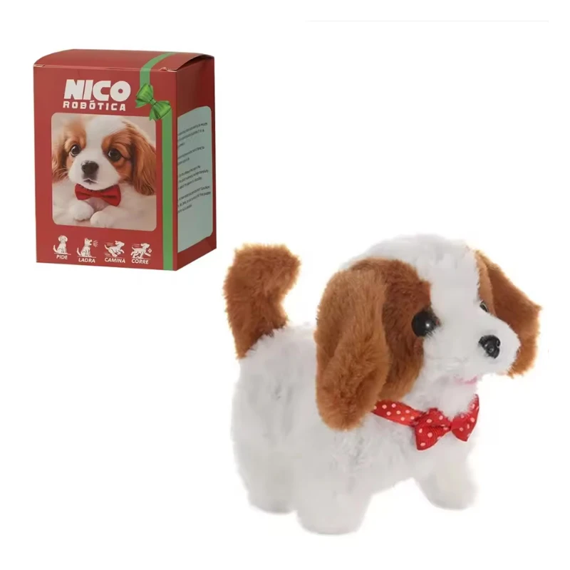 Elektryczny pluszowy piesek, symulacja szczeniaka, chodzący, wyrażający dźwięki, kiwający głową, elektroniczny zwierzak, zabawka na prezent świąteczny, prezent na Nowy Rok, 1 sztuka.