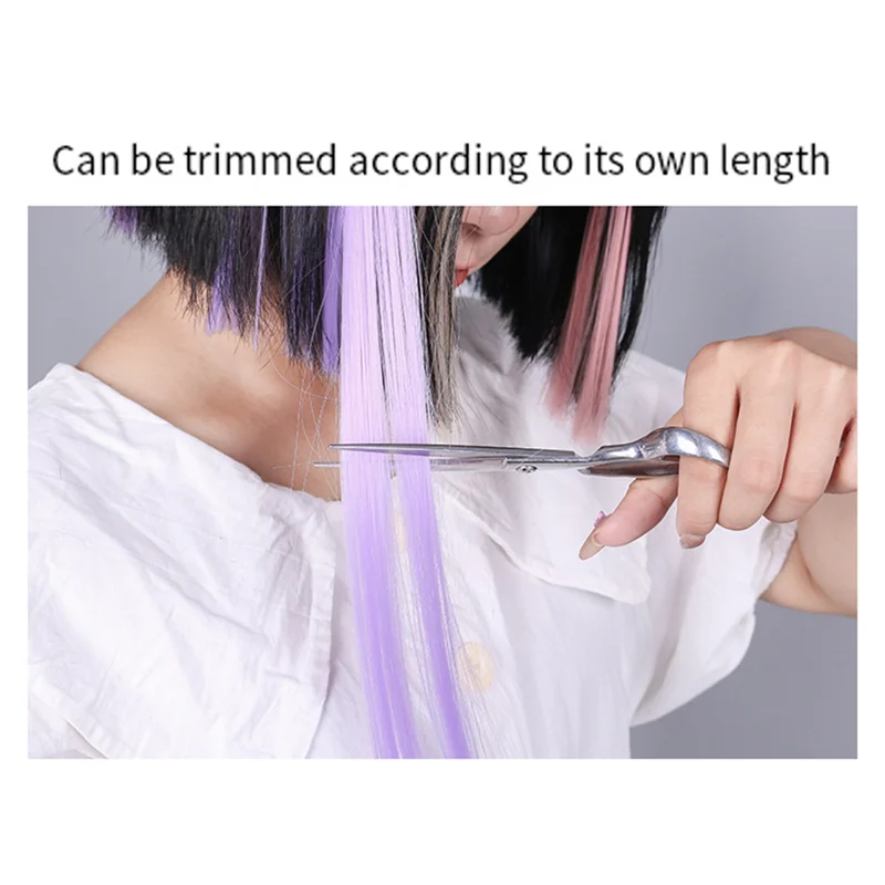 B47B-10Pcs قوس قزح فتاة أبرزت الشعر التمديد دبوس الشعر طويل مستقيم مشبك شعر التشذيب للشعر كاذبة الشعر أرجواني