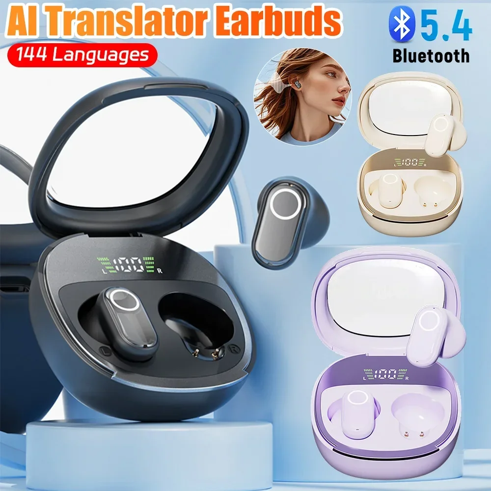 Real-Time Language Translator Headphones Simultaneous Interpretation Earphone Smart Voice AI Translator Wireless BT Earbuds