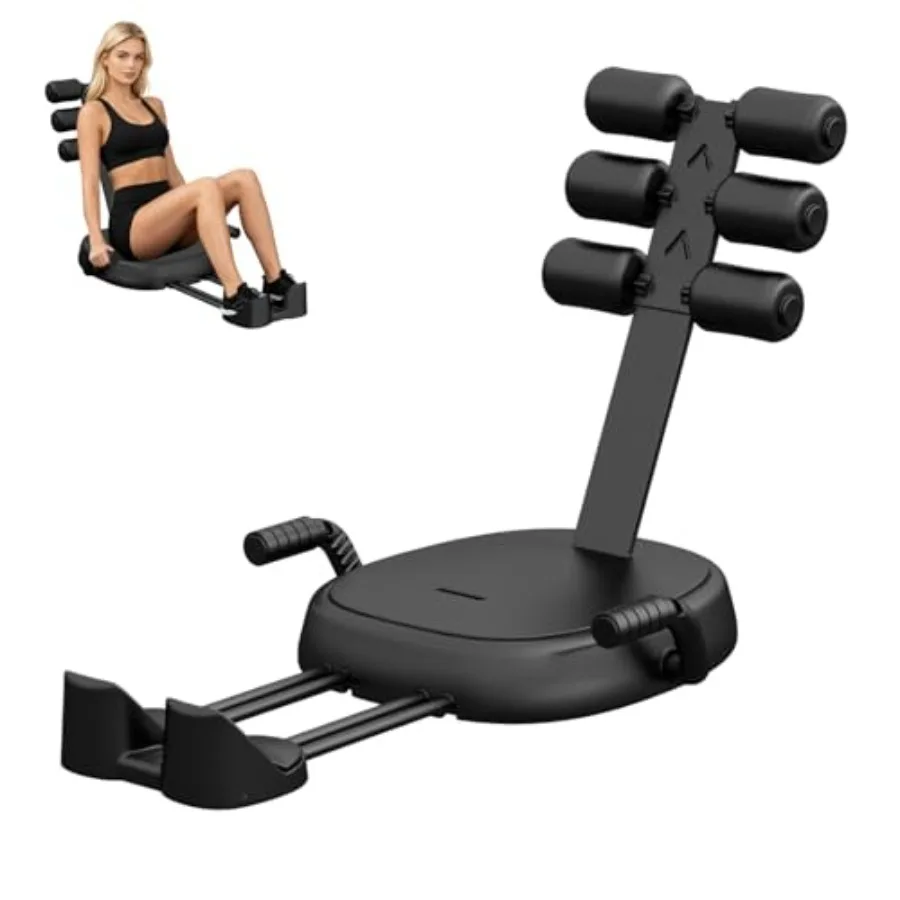 

Ab Machine for Home and Office Use Steel Frame with Black Foam Padding 3-Level Auto Rebound Resistance Foldable Sit-Up Roller H