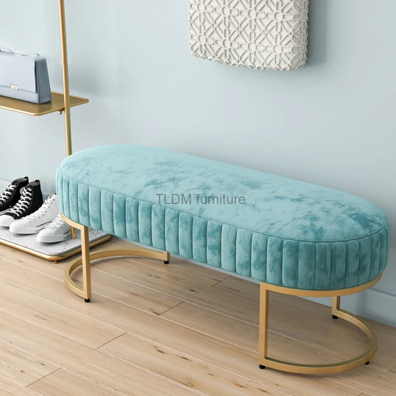 

Nordic Soft Velvet Bed Footrest Ottoman Living Room Furniture Home Bedroom Luxury Pouf Bench Entrance-hall Shoes Stool B