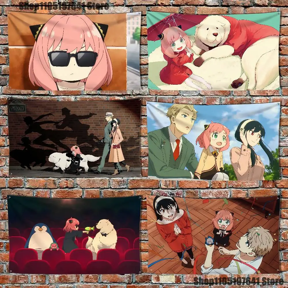 

S-Spy X Family Bond Yor A-Anya Flag Tapestry Banner For Bedroom Outdoor Living Room Restaurant Bar Wall Decor Party