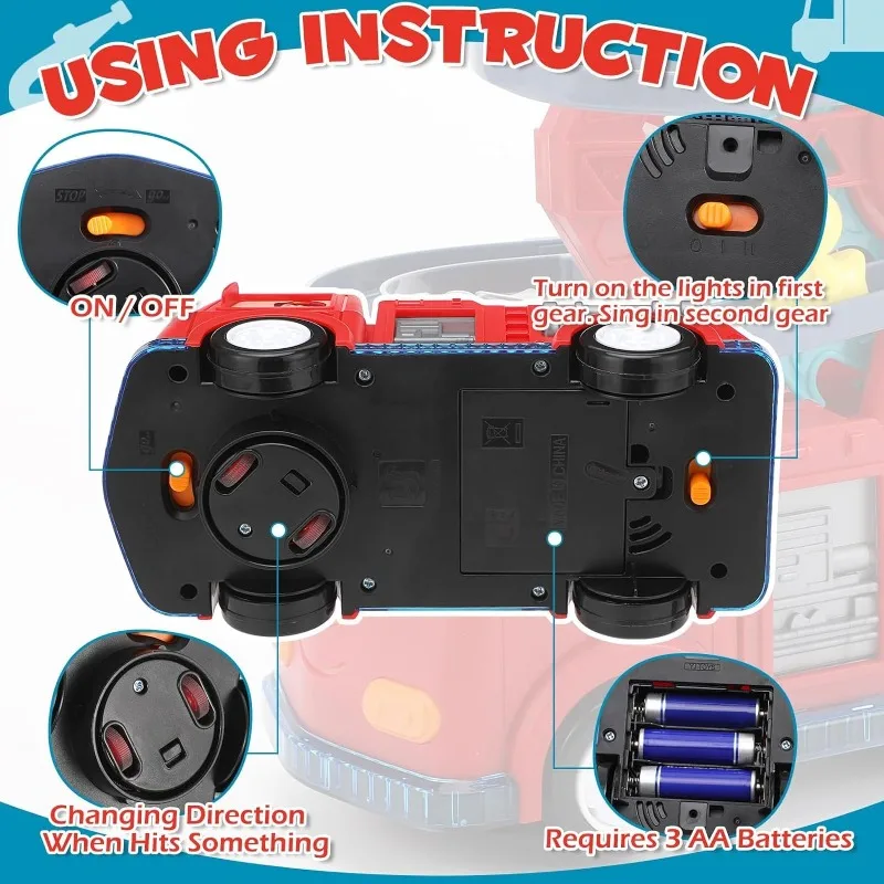 Brinquedo deslizante de motor de incêndio para crianças, conjunto interativo de jogo com luz musical, pista de corrida, roda gigante, presente de aniversário para meninos e meninas