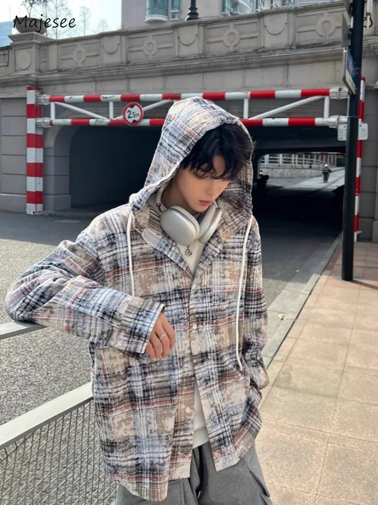 Jackets Men Fashion Plaid Daily Handsome Design Cozy Chic Korean Style All-match Single Breasted Casual Loose Students Cozy Soft