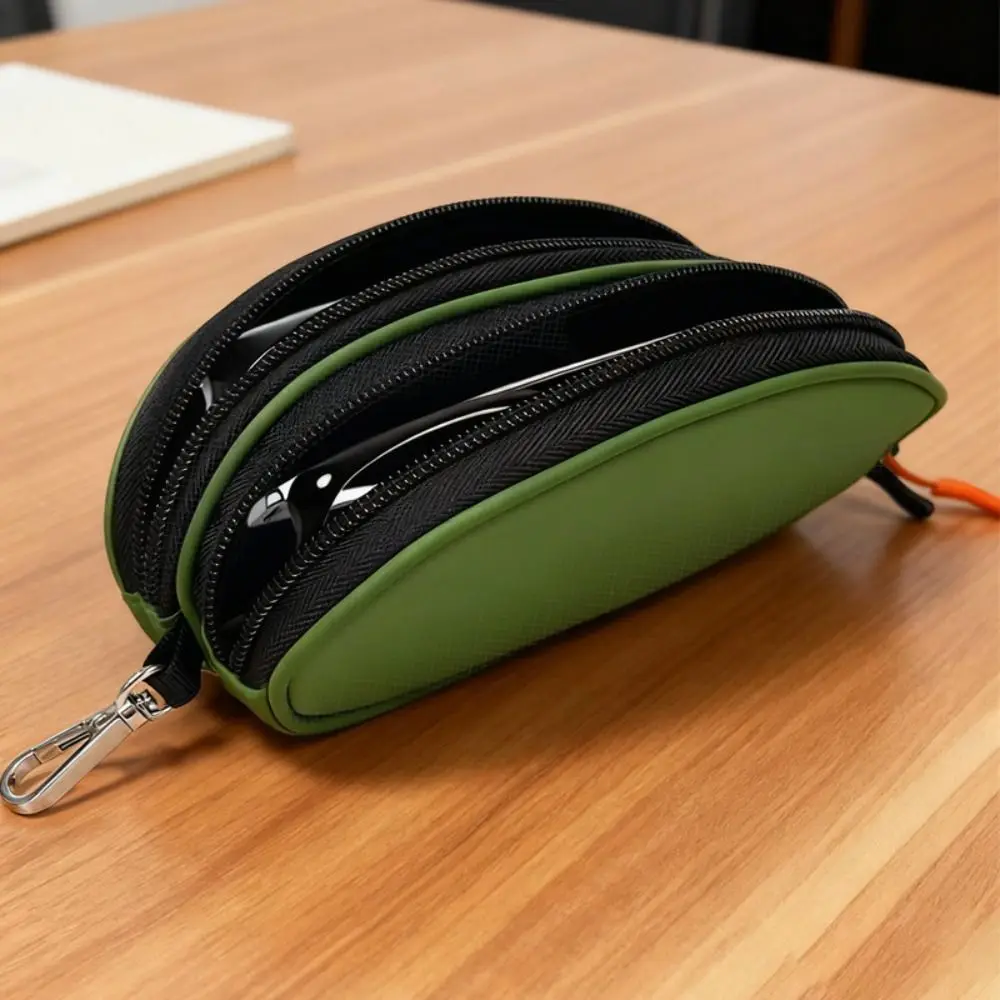 Portable Double-layer Glasses Organizer Cloth with Key Ring Eyewear Storage Bag Anti-scratch Anti-lost Glasses Protective Pouch