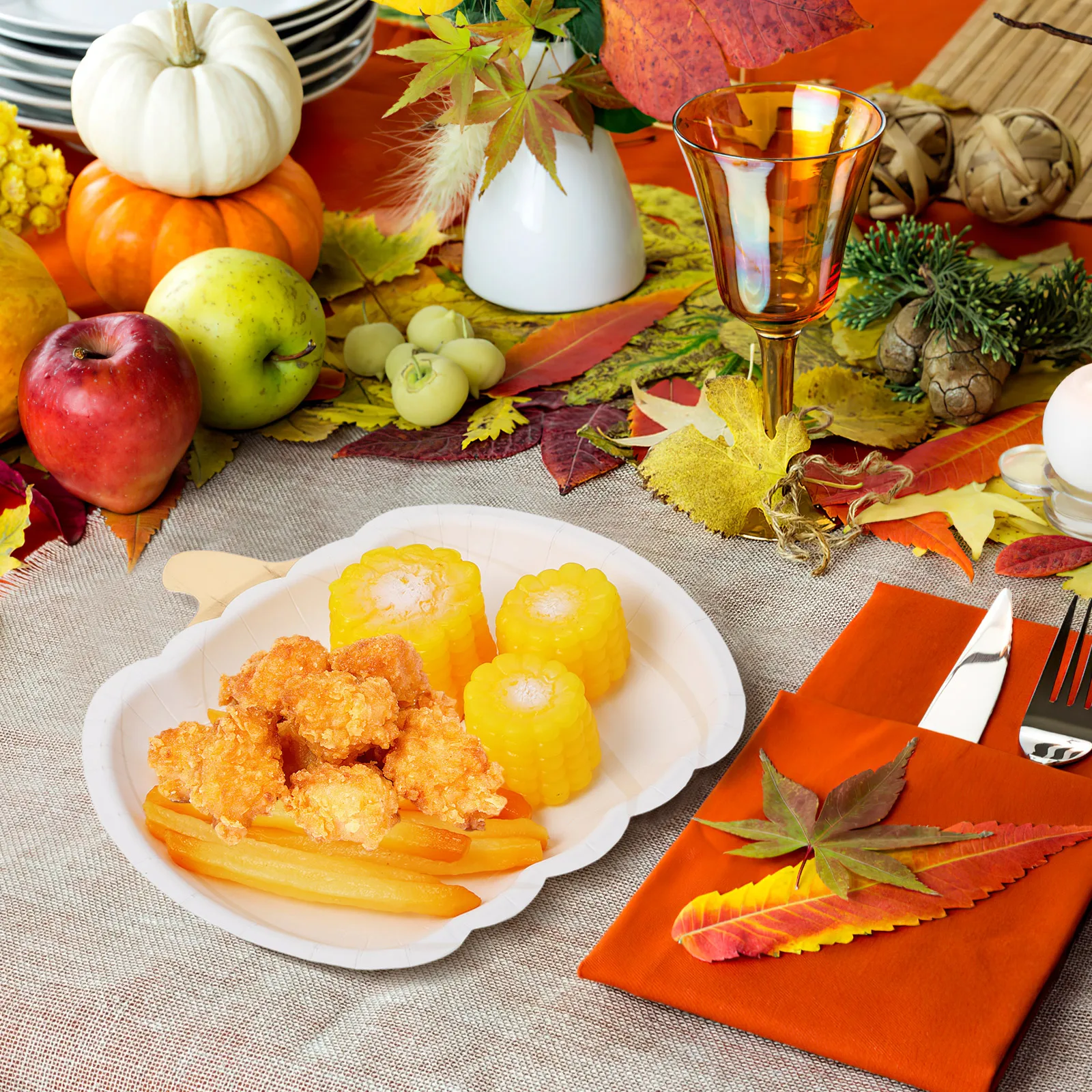 

30Pcs Pumpkin Paper Plates Disposable Halloween Party Supplies Pumpkin Shaped Dessert Plates Lightweight Multi Function Dinner