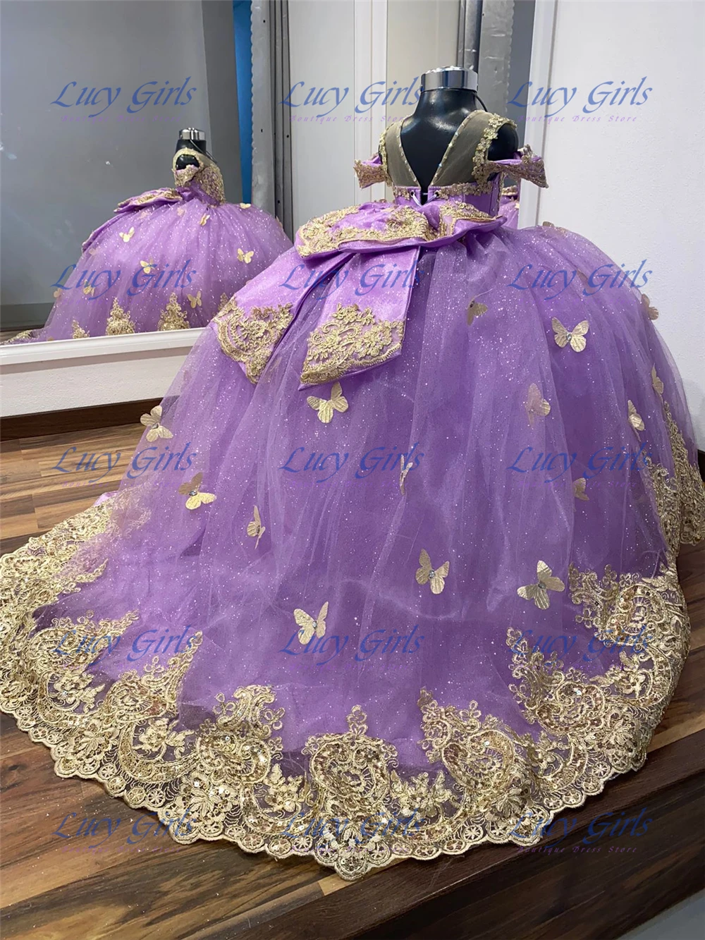 

Качественное платье с цветочным узором для девочек, пышное тюлевое платье лавандового цвета с аппликацией в виде бабочки, свадебные платья, платья для дня рождения маленькой принцессы