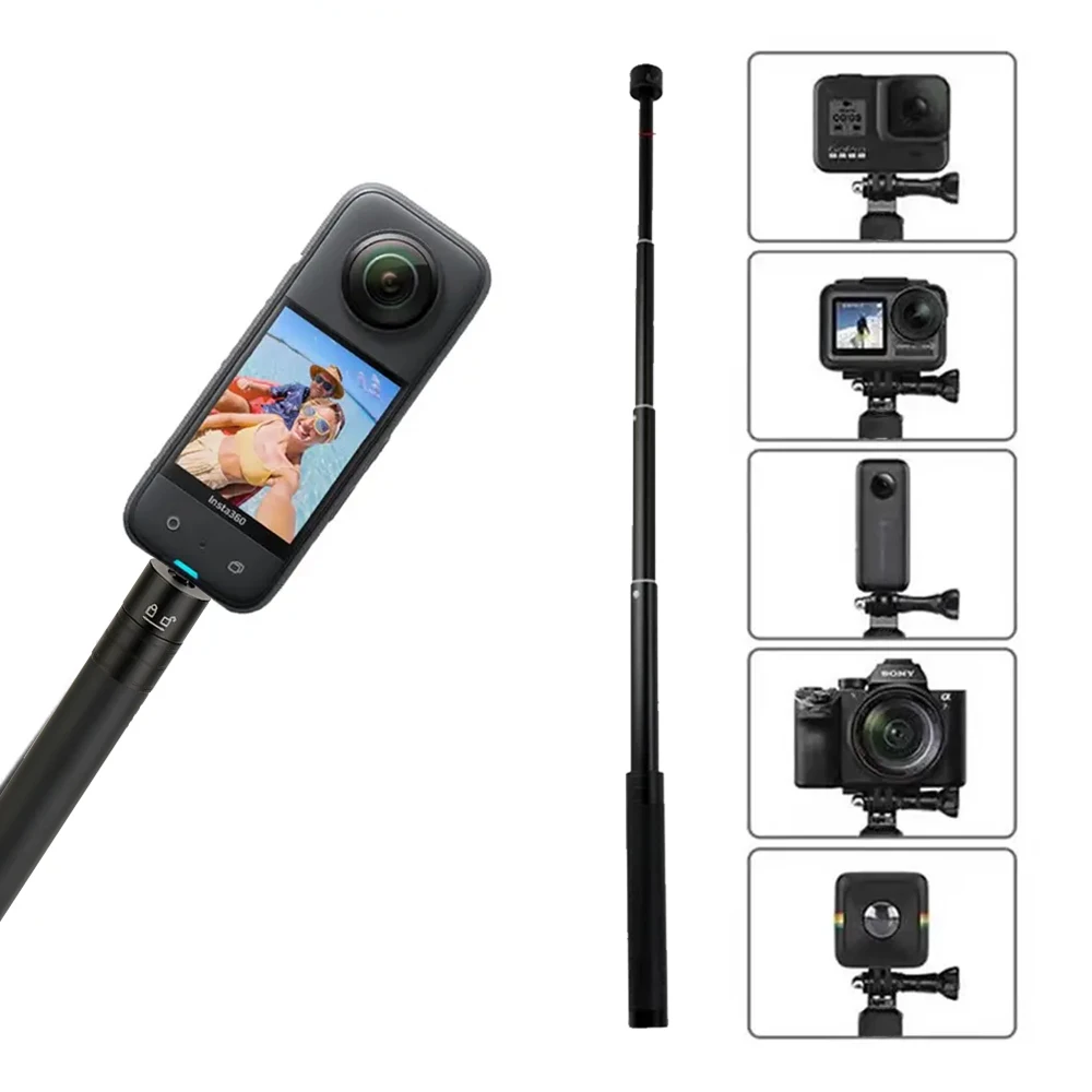 For GoPro foldable Selfie Stick Carbon Fiber Invisible Extended Edition Selfie Stick for Insta360 X3 GO 3 Action 4 Accessories