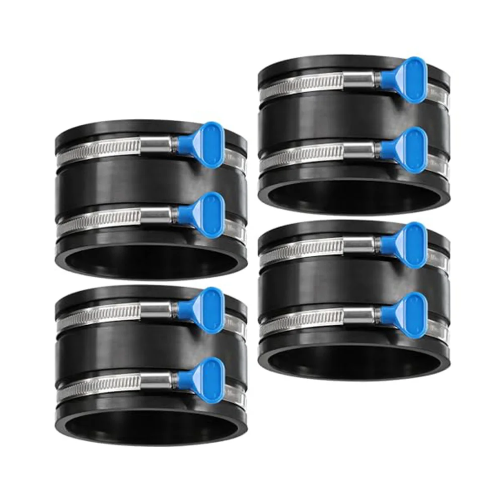 4 Pack Quick Release Hose Clamps for Dust Collection Systems with Stainless Steel Strip and Double Ring Sealing Design