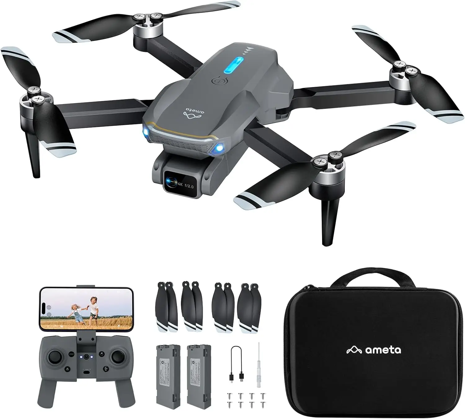 

Дрон с камерой 4K UHD, 36-минутным временем полета, складной FPV RC квадрокоптер для взрослых и детей, с функцией удержания высоты и 360-градусным вращением ° Флипсы