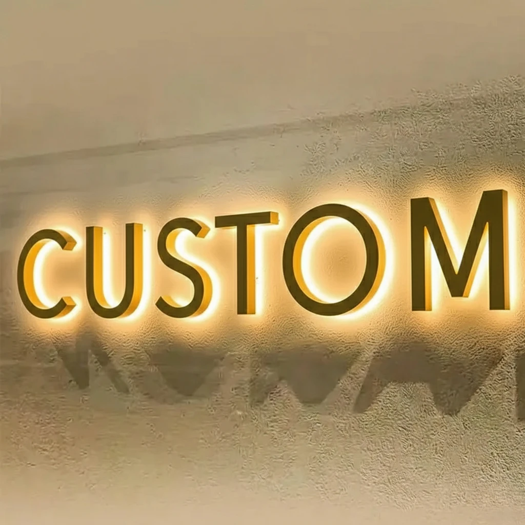 

Custom 3D Luminous LED Letters Sign Luxury Acrylic Metal Wall Signboard Waterproof Commercial Advertising Light Business Decor