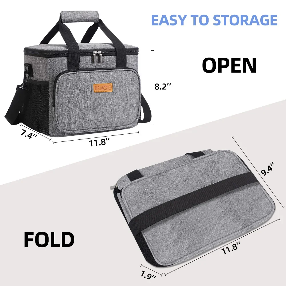 10/15/24L Picnic Bag Thermal Insulated Lunch Bag Box Handbag Wine Beer Cooler Crossbody Shoulder Bag Camping Food Container