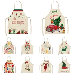 Christmas series elk car cotton linen antifouling apron adult children kitchen housework cleaning  overalls