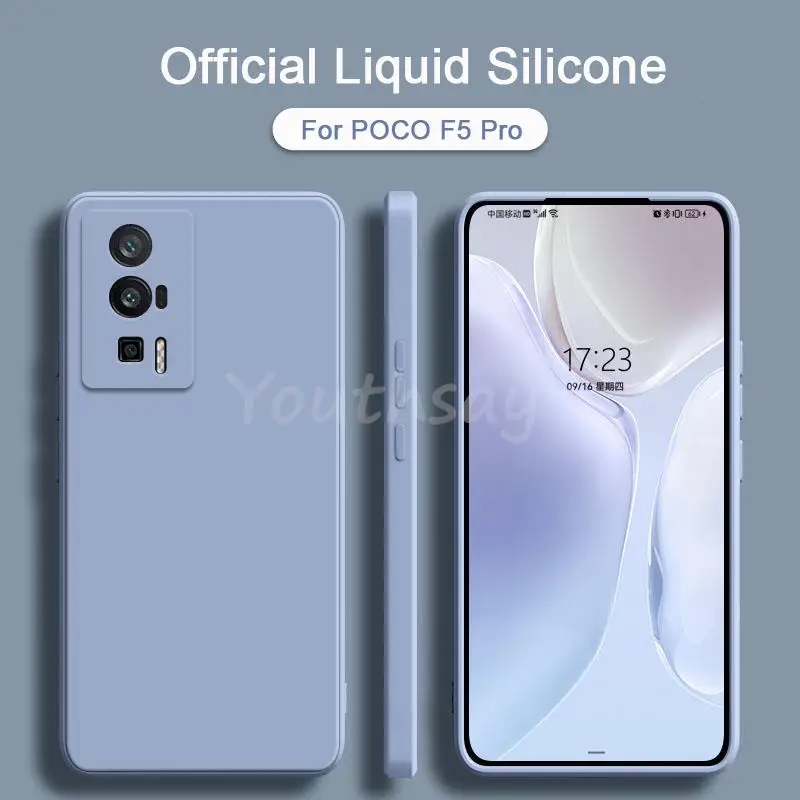 For Xiaomi POCO F5 Pro Case Silicone Liquid official Phone Funda For POCO F5 Pro Cover TPU Protector Case POCO F5 Pro Cover