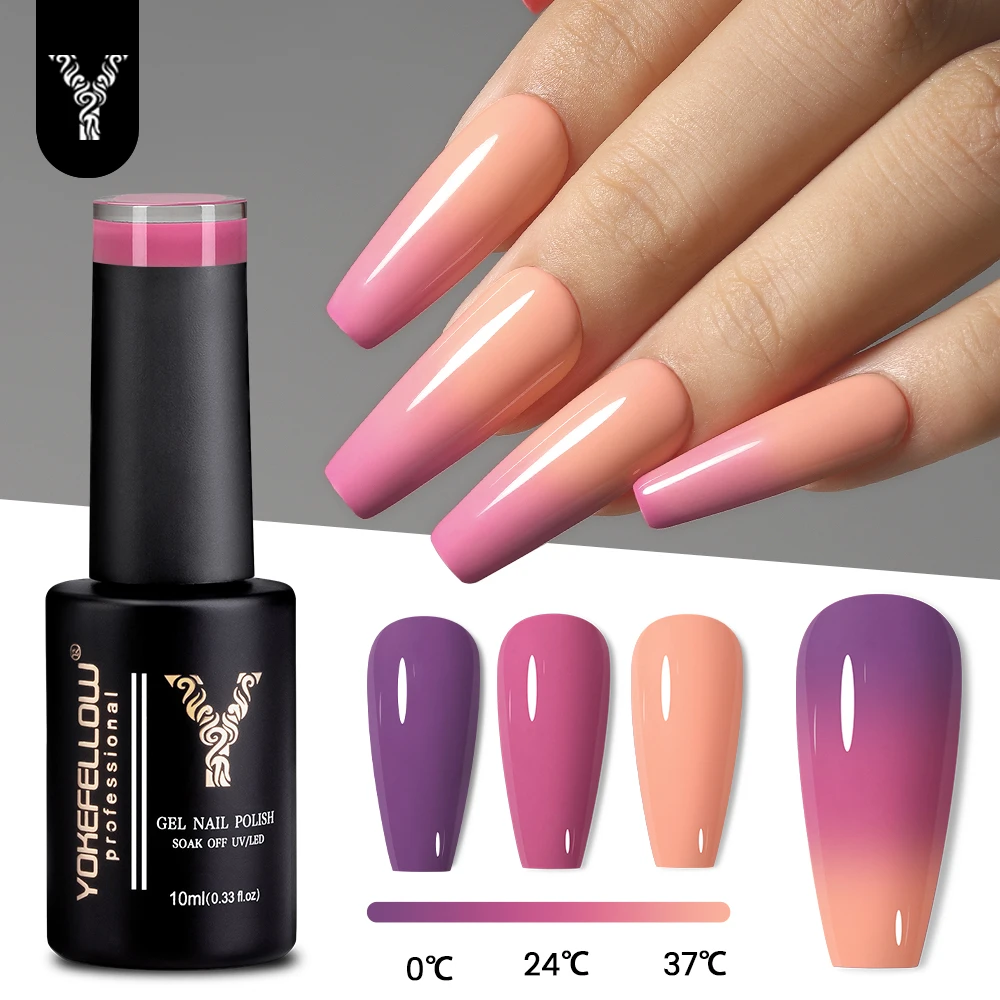 

YOKEFELLOW Thermal Gel Nail Polish 10ml Temperature Color Changing Gel Semi-Permanant Varnish Soak Off UV LED Manicure DIY