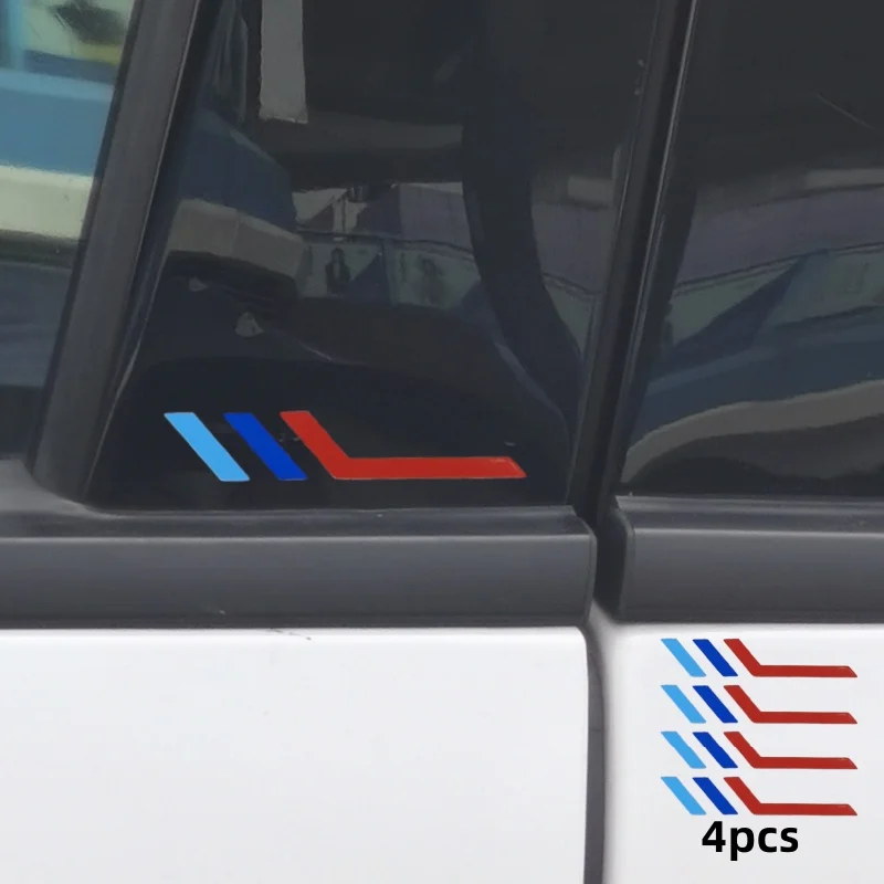 4Pcs M-Colored Stripe Decals For BMW Performance E28 E30 E34 E46 E39 E60 F87 F84 M3 M5 M2 Center Pillar Wiper Blade Sticker