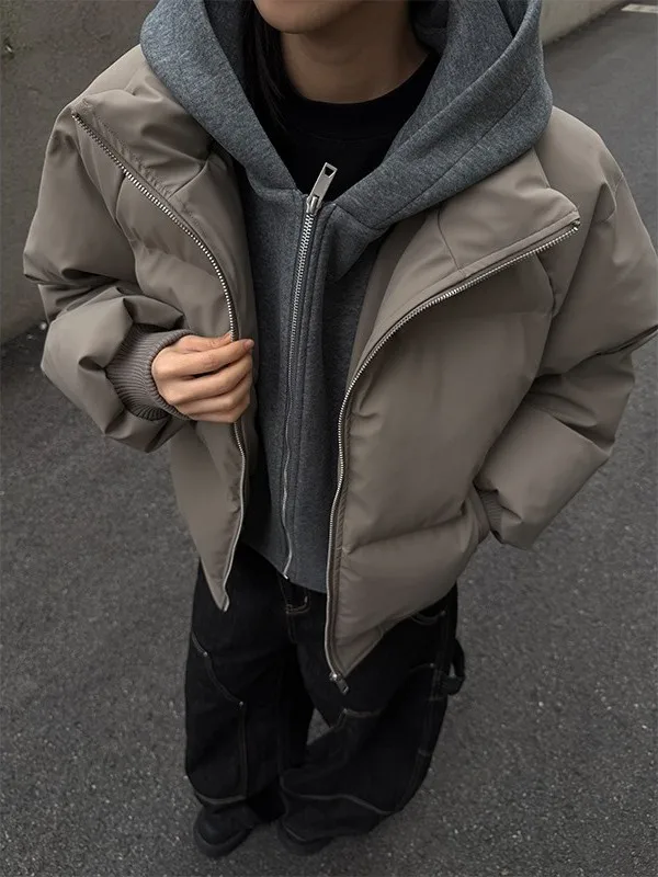 

Мужское зимнее пальто с капюшоном из искусственной кожи Thiened ort down Cotton Jaet, теплое молодежное пальто Faion Street Sle, повседневное длинное пальто на молнии