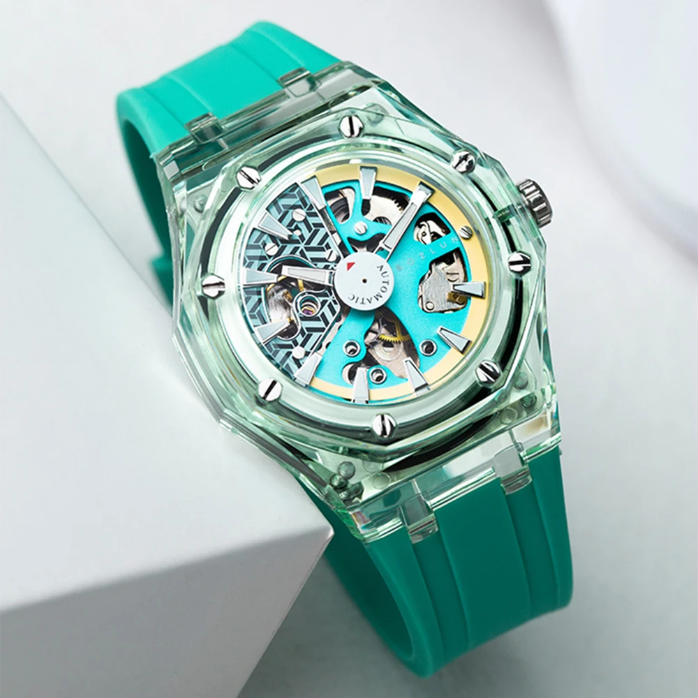 Luxury Skeleton Watch Automatic Transparent Men Mechanical Wristwatches 40mm Luminous Watches Fashion BOZLUN Clocks 2023 New