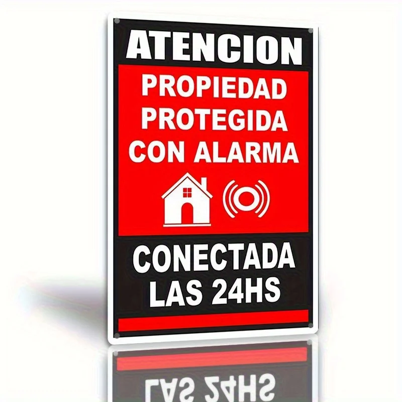 Vintage Metal Warning Sign  - Spanish 