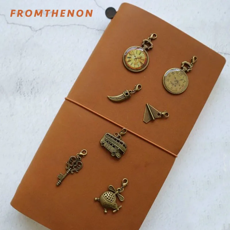 Fromthenon Vintage Bronze Metal Pendant Travel Notebook Journal Pendant Bookmark Pendant Planner Decorative Supplies