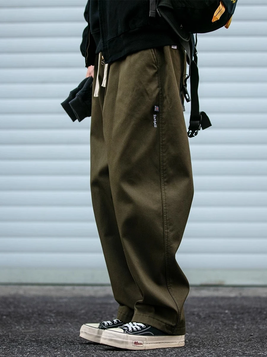 

Большие размеры 300, японские рабочие брюки в стиле ретро, мужские летние базовые прямые хлопковые повседневные брюки свободного покроя, молодежные брюки