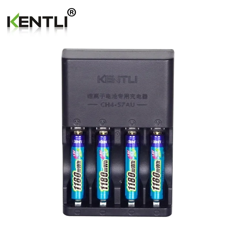 

KENTLI 4pcs 1.5v aaa 1180mWh Rechargeable Li-ion Li-polymer Lithium battery + 4 slots AA AAA lithium li-ion Smart Charger