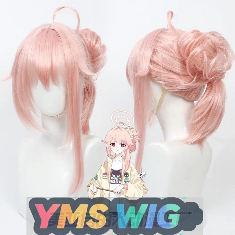 

【YMS WIG】Azure Blue Archive MomoTalk Hair Clip Style Pomelo Bird Summer Cosplay Wig Pink High Ponytail