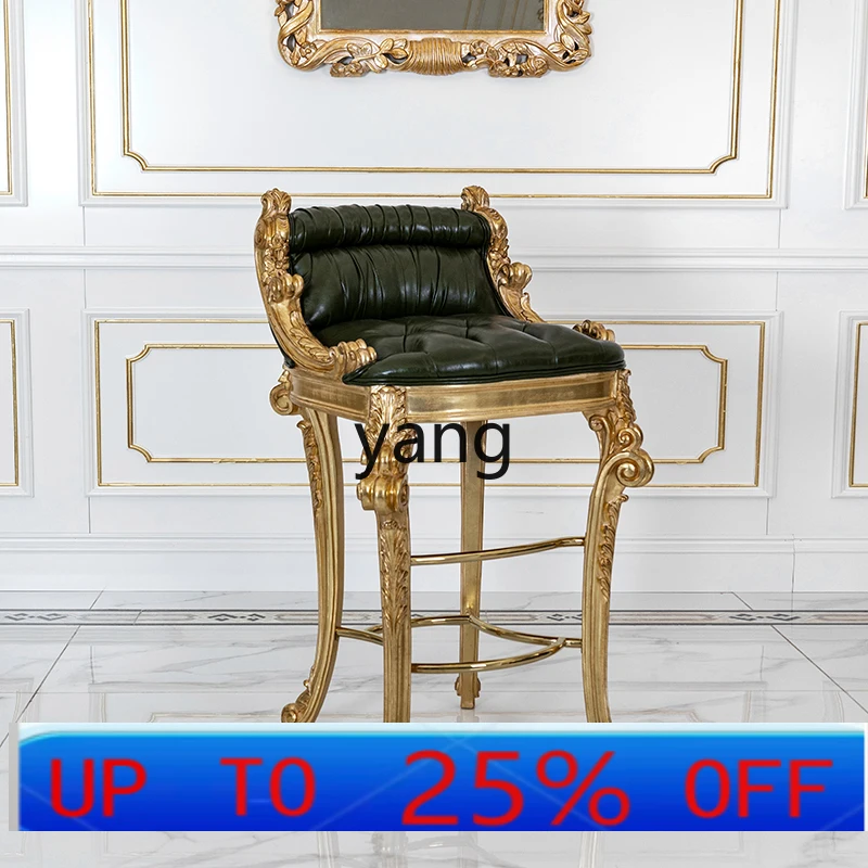 LTT  European solid wood carving flower bar high chair home leisure chair