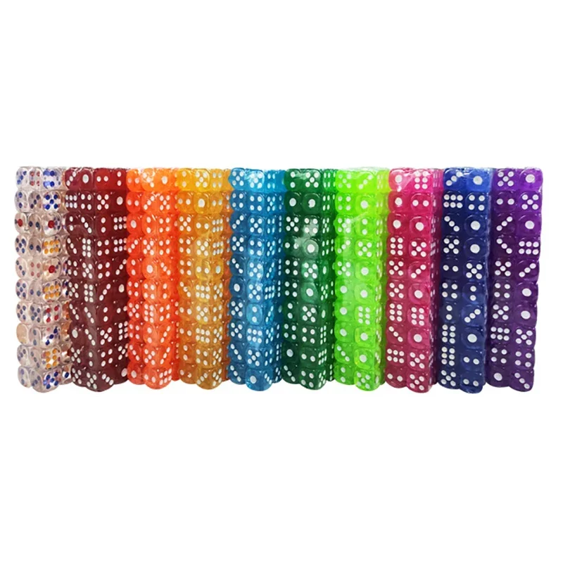 20PCS/Lot Dice Set 12mm Small Size10 Colors Acrylic 6 Sided Transparent Dice Club/Party/Family Games