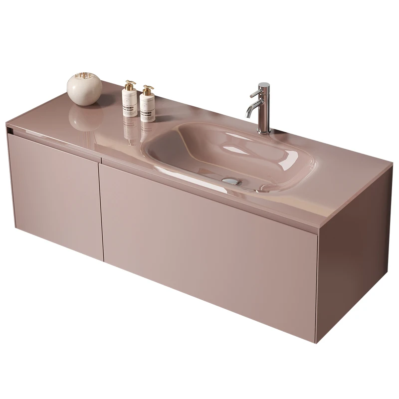 Simple Glass Wall-Mounted Whole Washbin Pink Thin Edge Wash Basin Washbasin Washstand