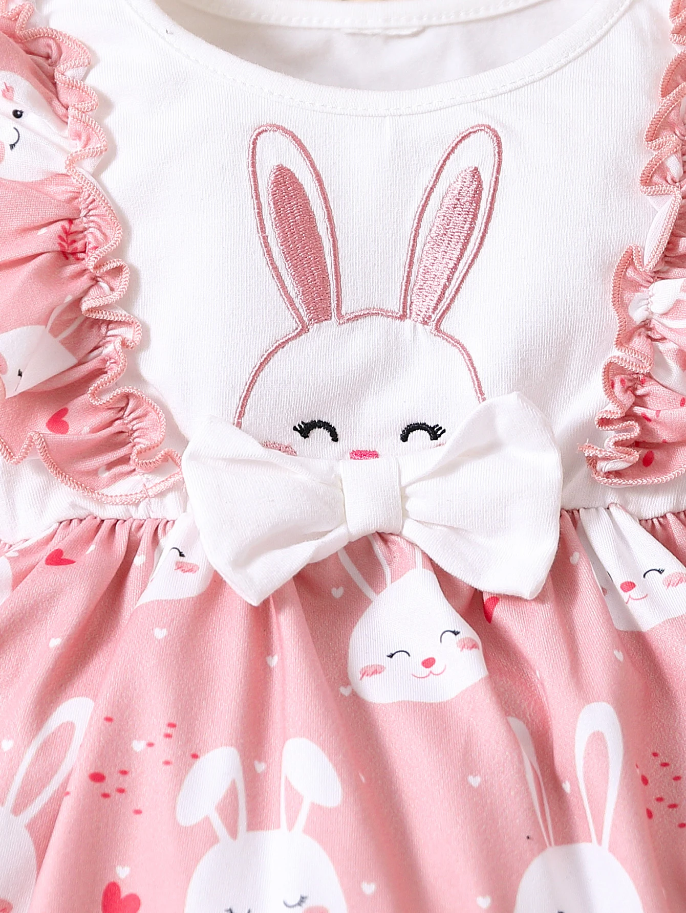 New Spring and Autumn Cute Girl Rabbit Princess Dress Children\'s Long sleeved Rabbit Printed Clothes Infant and Child Party Casu