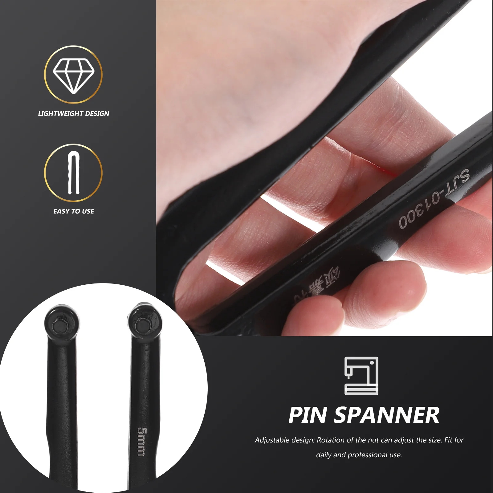 

5Mm Professional Pin Spanner Wrench Rotatable Nut Design for Daily Use and Mechanical Repair Applications Angle Mill Wrench