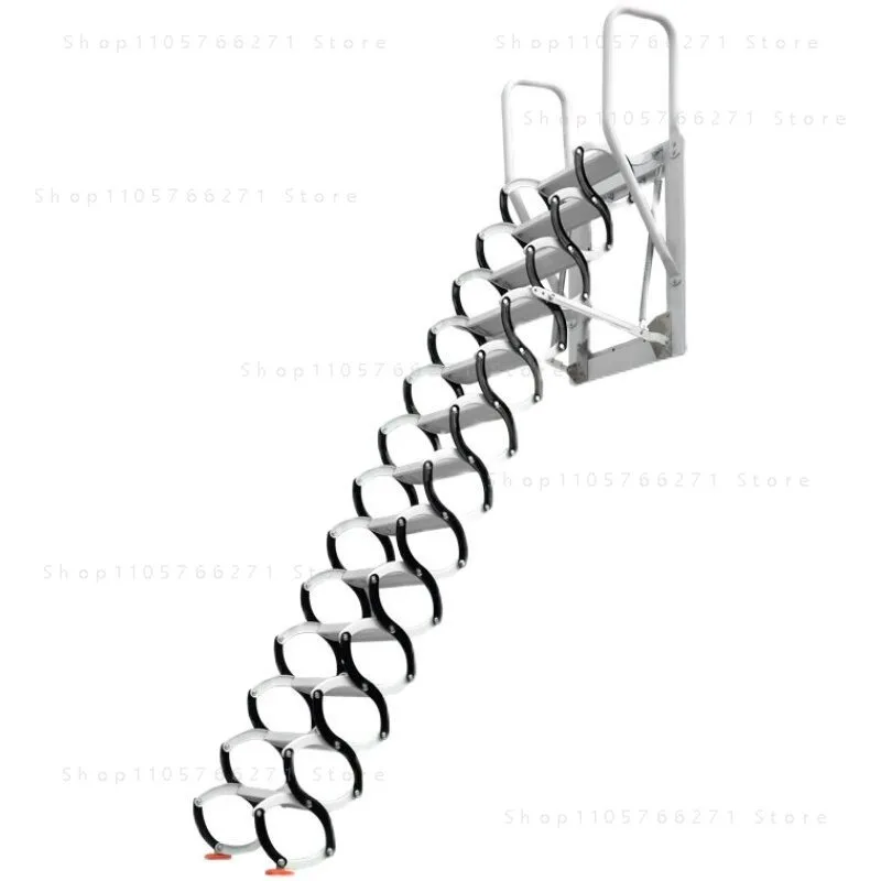Attic Telescopic Ladder Foldable Loft Stairs Heavy Duty Wall Mounted Retractable Fire Escape Ladder for Home Villa