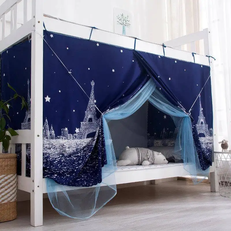 

Integrated Mosquito Net Dormitory Single Top Bunk Bed Light Blocking Curtain New Model Top Bottom Bed Anti-Mosquito
