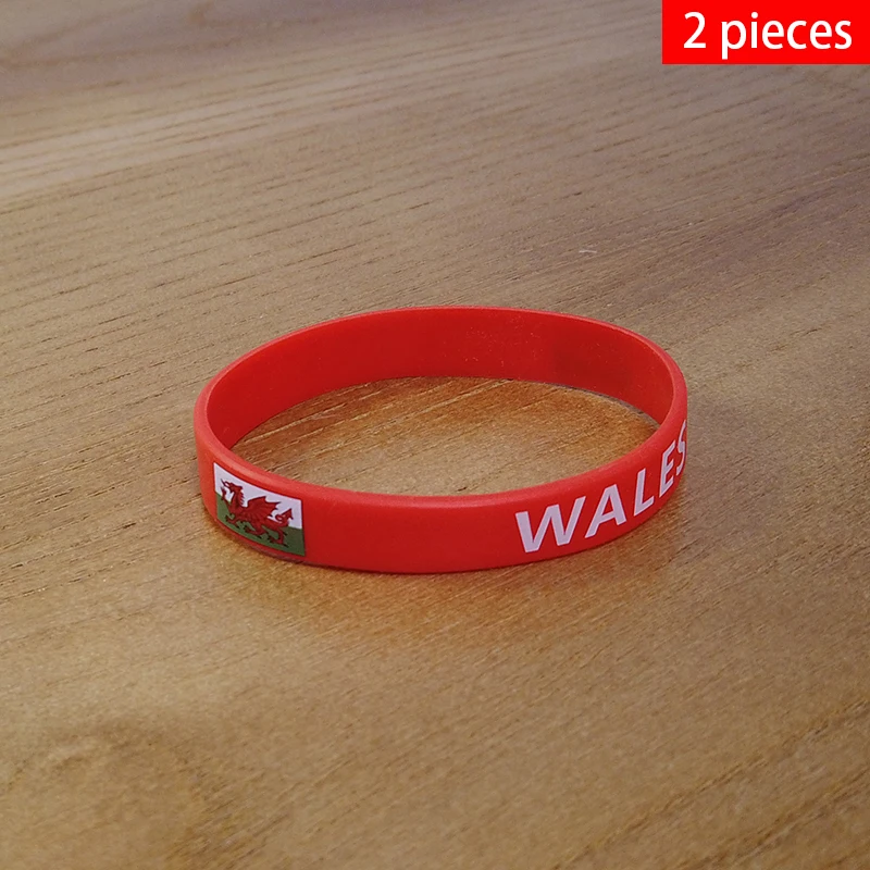 2pcs Wales National Flag Wristbands Sports Silicone Bracelet Men Women Rubber Band Patriotic Commemorative Fashion Accessory