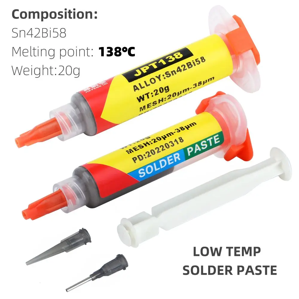 Lead Free Low Temperature Solder Paste Sn42bi58 Melting Point 138 ℃ Repair Welding PCB SMD LED Welding Is Convenient and Fast