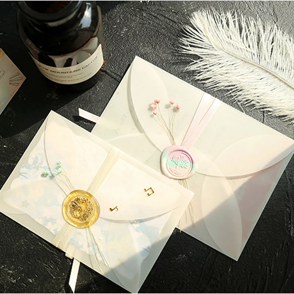 Wedding Invitation White For Letter For Card Vintage Sulfuric Acid Paper Envelopes For DIY Paper Envelopes Semi-transparent