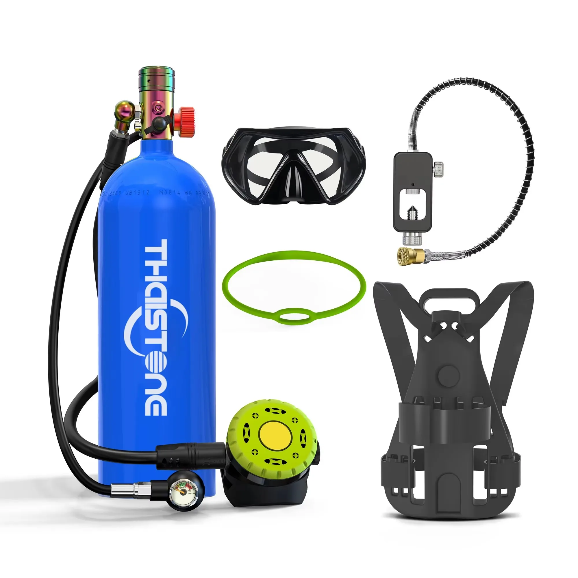 

TAIITONEE-2.3L Scuba Diving Bottle, Snorkeling Equipment with Adapter and Backpack , Oxygen Cylinder, 30Minutes
