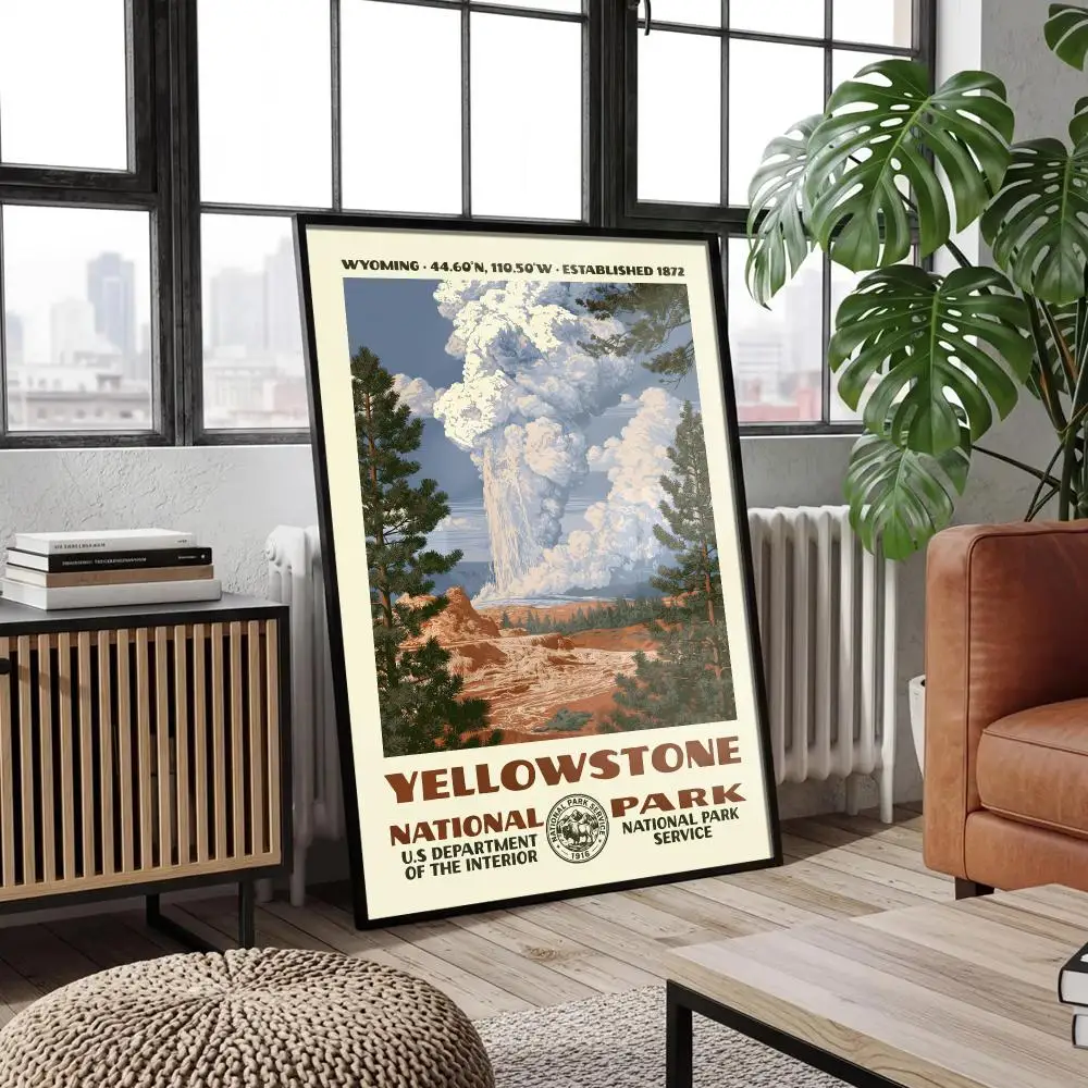 Yellowstone National Park Vintage WPA Poster Cover For Room Canvas Painting Print Art Home Wall Decor Picture Gift