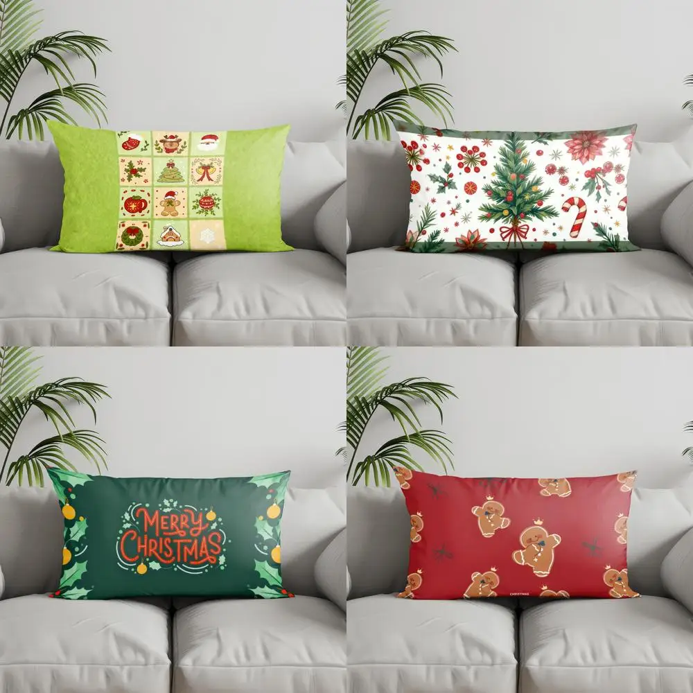 

Домашний декор, квадратная подушка с рождественской тематикой, подходит для дивана, спальни, автомобиля, наволочка, прямоугольная подушка для спины