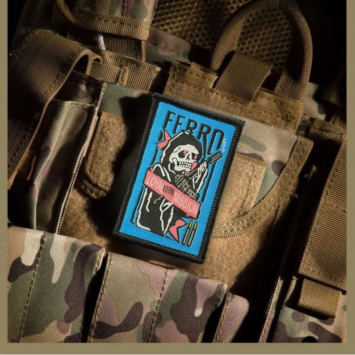 FERRO LOYAL TOTHE MISSION Embroidered Patch Loyalty Reaper Armband Tactical Badge For Clothing Bag Halloween Decoration