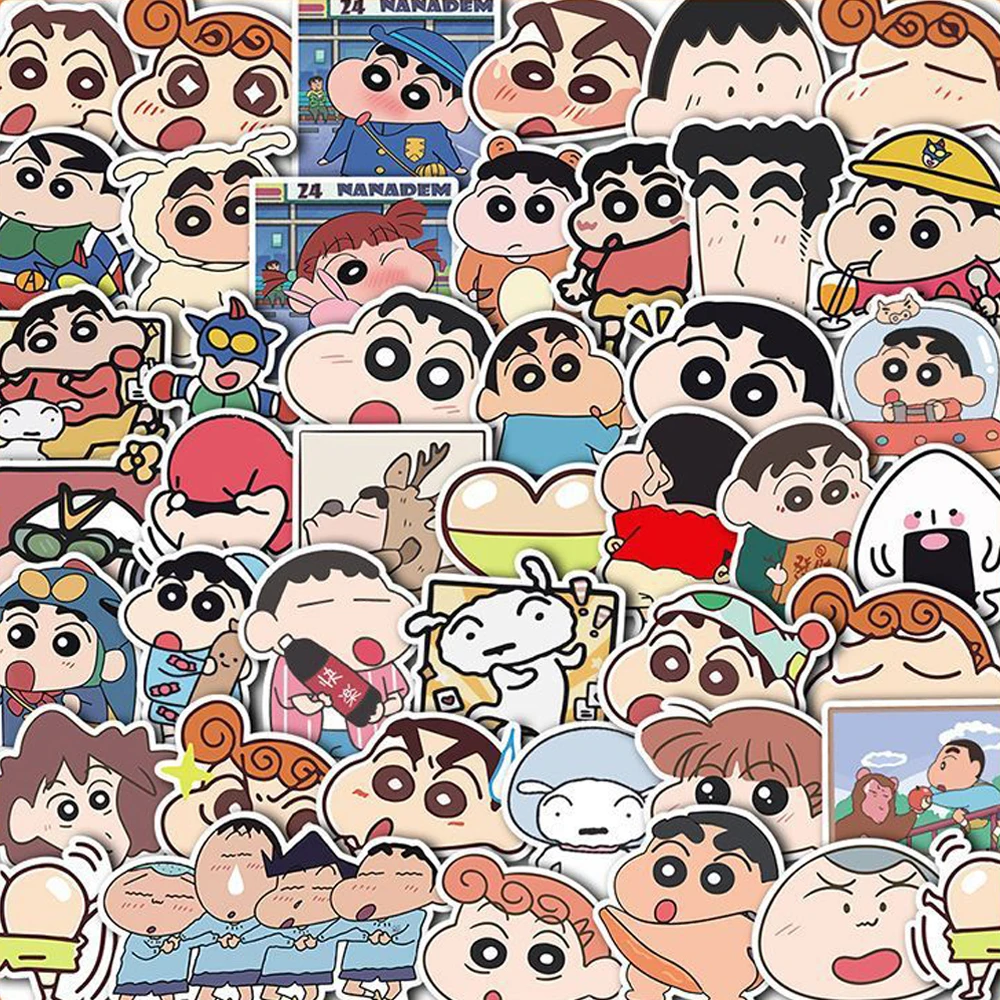 

10/30/50/100pcs Crayon Shin-chan Cartoon Stickers Waterproof DIY Notebook Suitcase Phone Funny Classic Anime Decals for Kids Toy