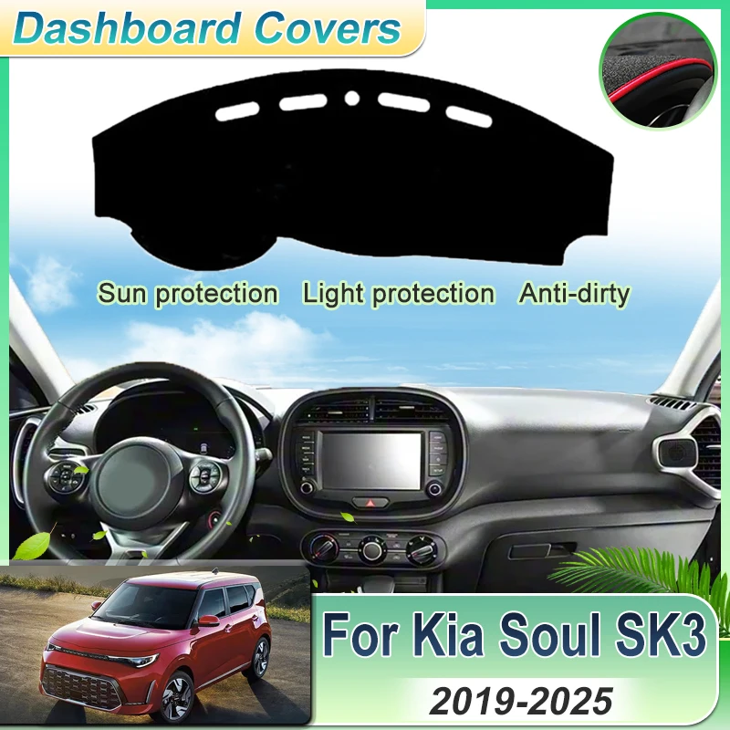 

Flannel Anti UV Slip Mat Car Dashboard Cover Pad For Kia Soul SK3 Accessories 2019~2025 2024 2023 2022 Dashmat Sun Shade Carpet