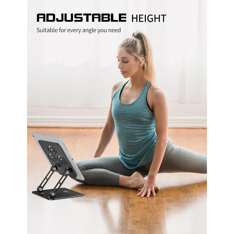 حامل تابلت قابل للتعديل للمكتب، حامل ألومنيوم ممتاز لأجهزة iPad اللوحية Kindles Switch الهواتف وجميع الأجهزة حتى 14 بوصة